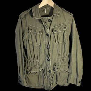 Free People Army Green Flak Utility Jacket Sz‎ XS